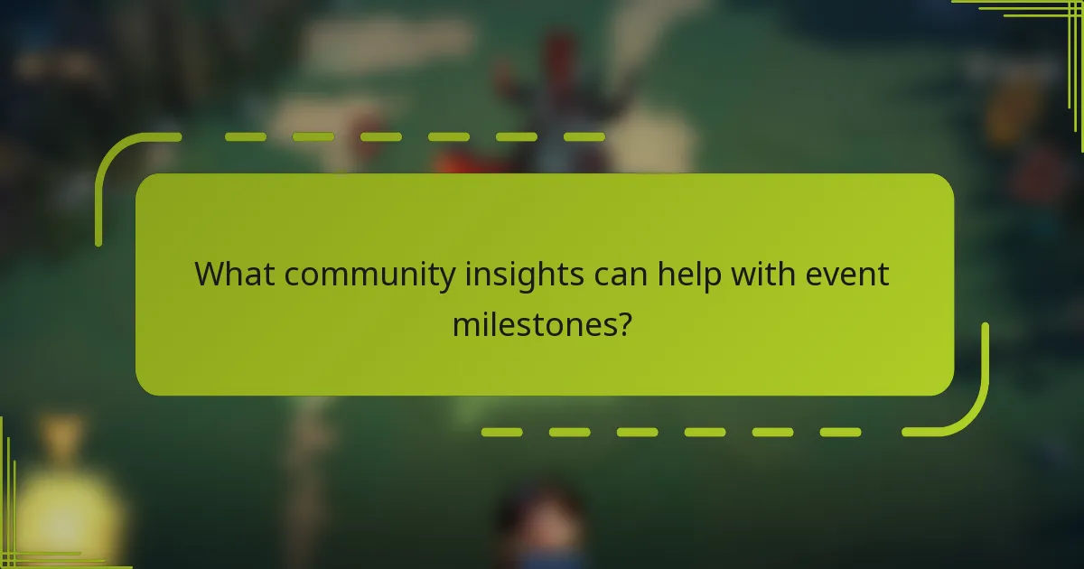 What community insights can help with event milestones?