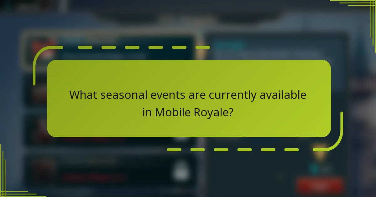 What seasonal events are currently available in Mobile Royale?