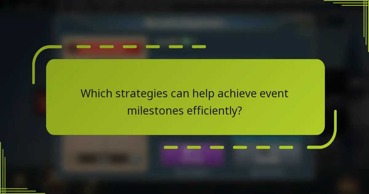 Which strategies can help achieve event milestones efficiently?